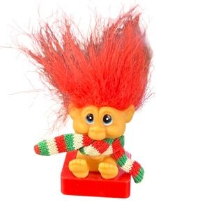 1992 STAMP Noteworthy Red‎ Troll Doll Christmas Scarf Holiday Collectible